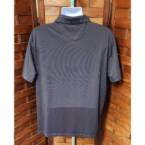 Van Heusen Men's Large L Gray Geometric Stripe Collared Polyester Polo Shirt - Picture 4 of 5